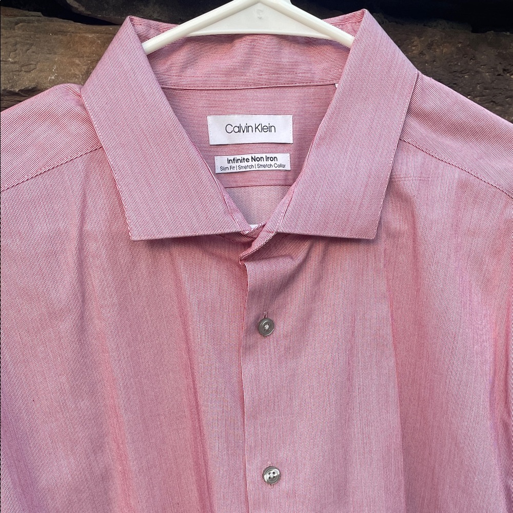 Calvin Klein Men's Light Red Dress Shirt - Picture 3 of 15